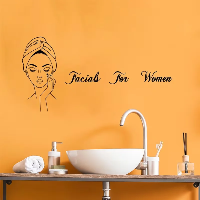 Removable Skin-Friendly Girl Skincare Wall Decals - Modern Plastic Stickers Suitable for Bedroom, Dresser & Low-Cost Apartment D