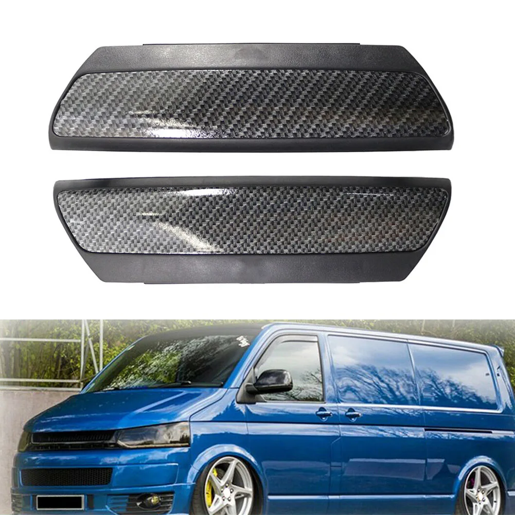 2Pcs Car Interior Door Pull Handle Cover Trim ABS Carbon Fiber Pattern 7H0867179 For VW Transporter T5 Multivan 2009-2015