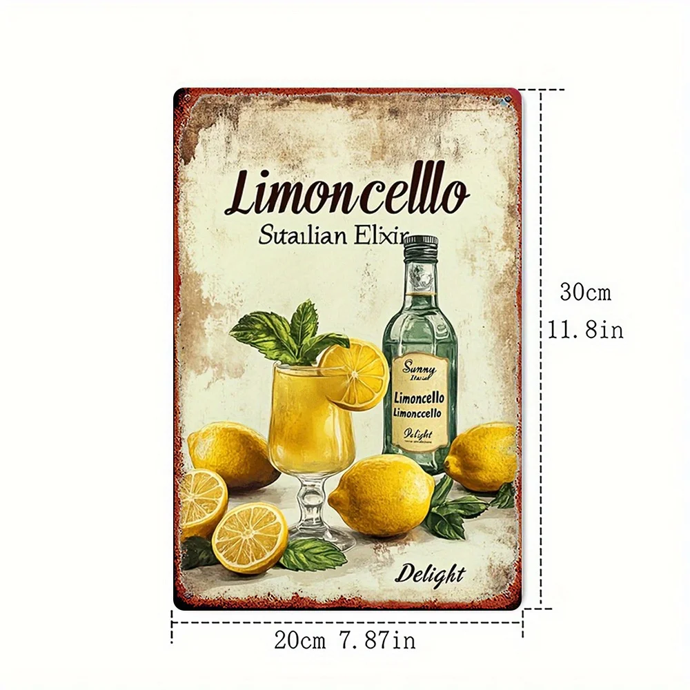 Vintage Limoncello Metal Art Sign - Italian Lemon Liqueur Decor int & Bottle Design – Ideal for Home, Bar, Café