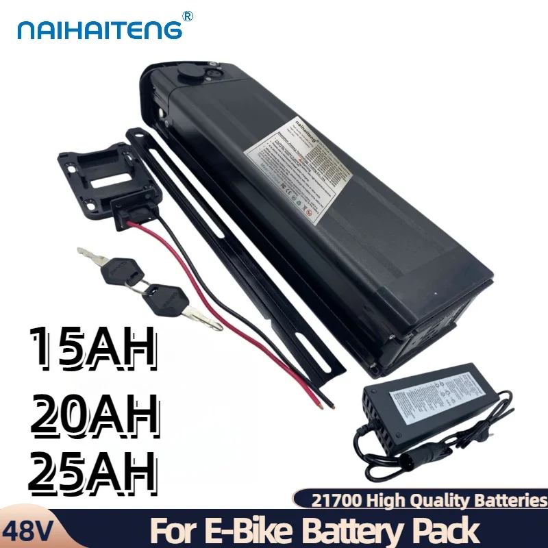 48V 15AH 20AH 25AH 21700 13S Rechargeable Li-ion Battery Pack For Silver Fish Shell Modification Folding Bikes Customizable