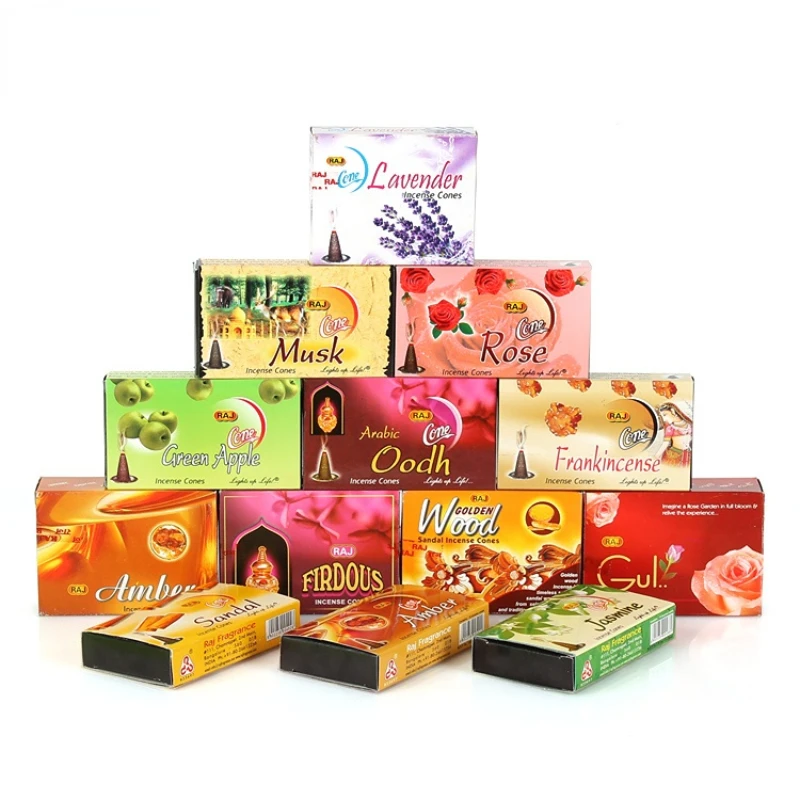 Y 10/20 Pcs Indian Incense Cones Sandal Jasmine Lavender Osmanthus Tower Incense Household Bedroom Toilet Home Aromatherapy