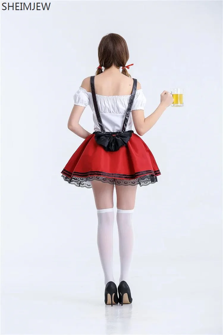 October Festival Beer Bar Waiter Cosplay Costume German Oktoberfest Dirndl Dress Halloween Carnaval Maid Party Fancy Dress Up