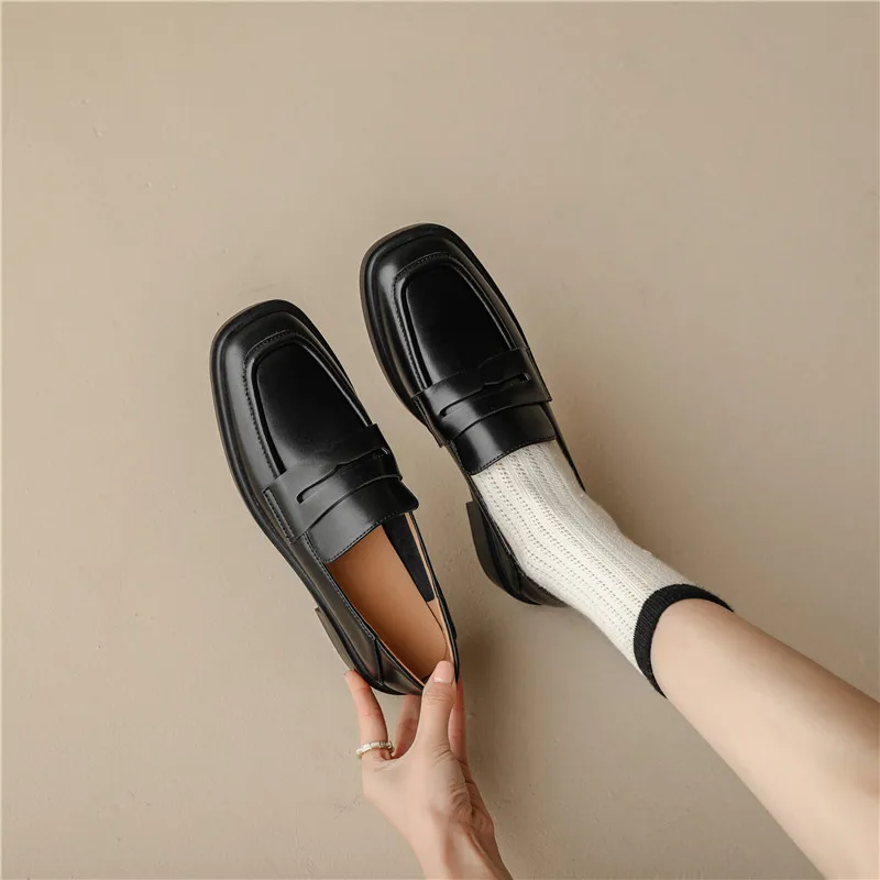 FEDONAS Classic Concise Women Pumps 2025 Spring Autumn Working Casual Genuine Leather Loafers Shoes Woman Comfortable Low Heels