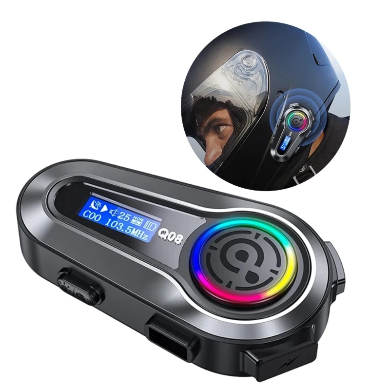 

28GB Helmet Intercom Motorcycle LCD Display Helmet Earphones Stereos Stability
