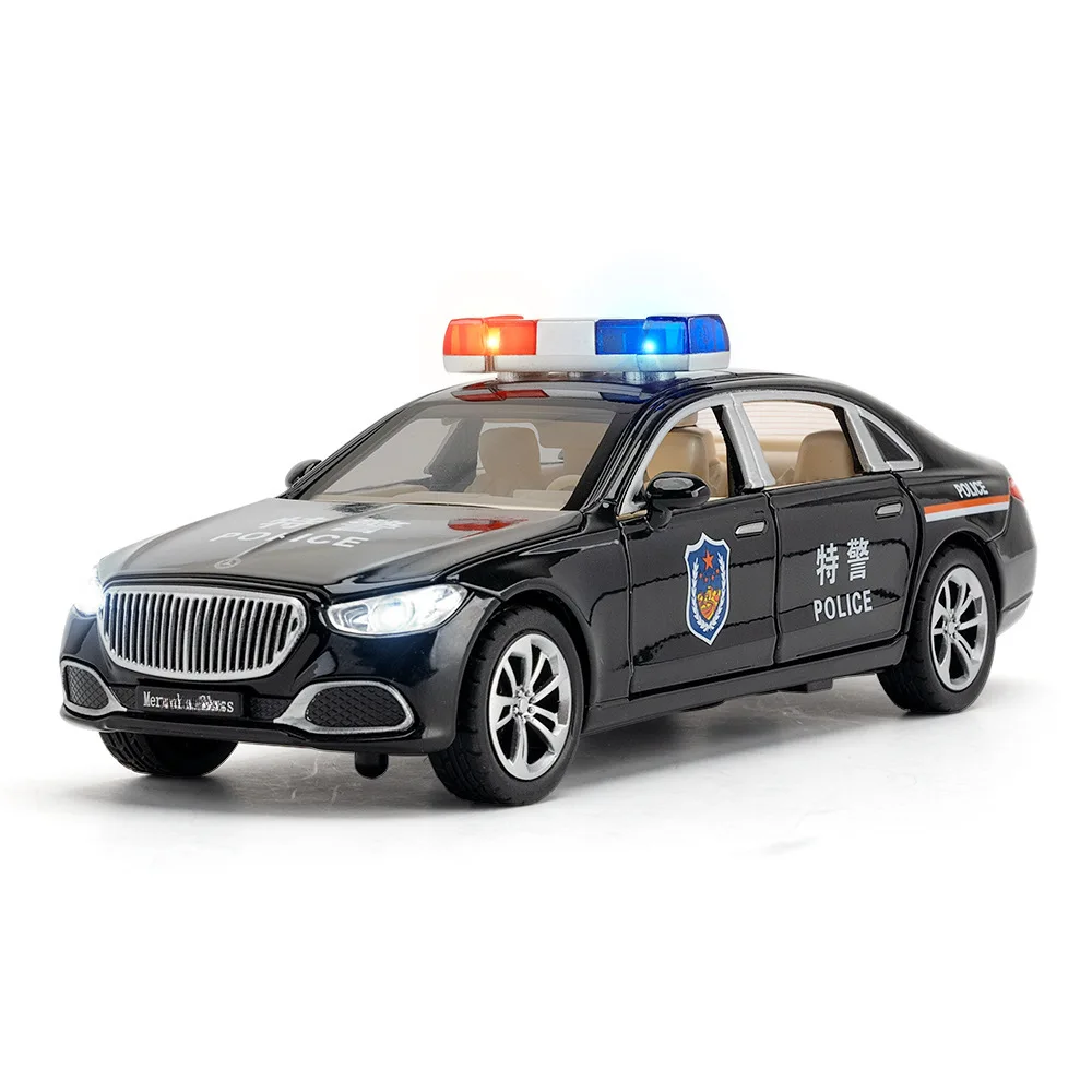 

Модель автомобиля из сплава в масштабе 1/32, металлическая литая под давлением модель полицейского автомобиля S680 со световым звуком, функциональная игрушка для мальчиков, коллекция подарков