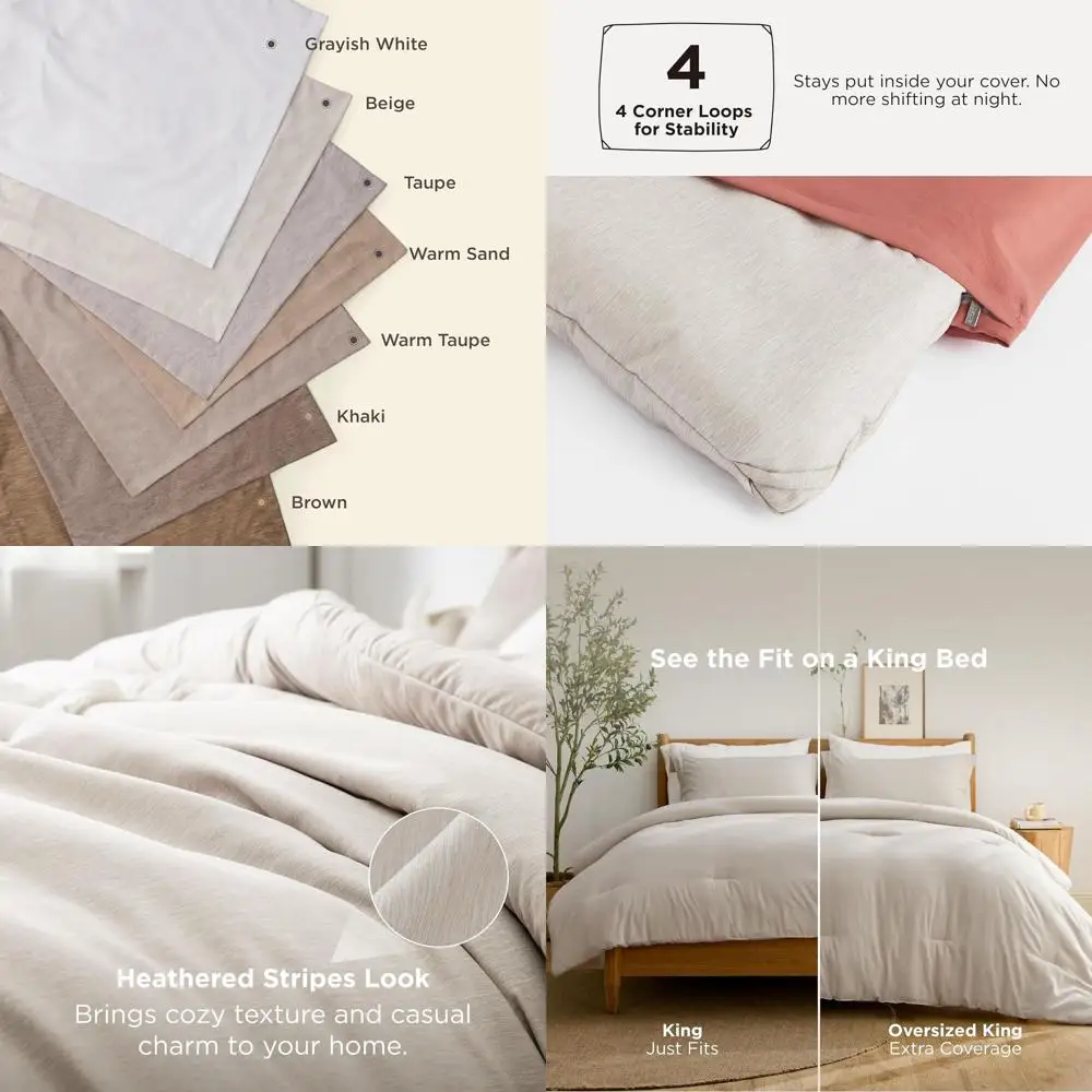 

Комплект постельного белья King Size Comorter - бежевый комплект King Comorter, подходит для односпальной кровати или для всех сезонов, комплект постельного белья с кationic-отделкой, 3 предмета, 1 пододеяльник (1