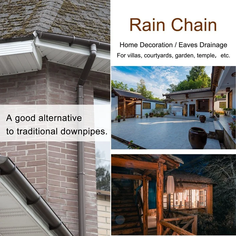 Rain Chains Rain Chain To Replace Gutters Downspouts, Functional And Decorative Rainwater Collector Cups, Outdoor