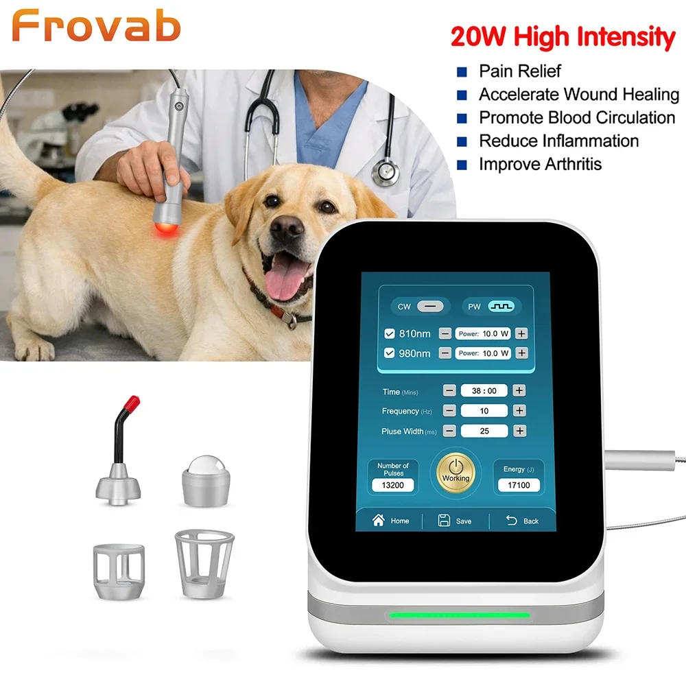 Frovab Professional Grade 20W High Intensity Class IV Cold Laser Therapy Machine 980nm for Deep Tissue Neuropathy Pain Relief