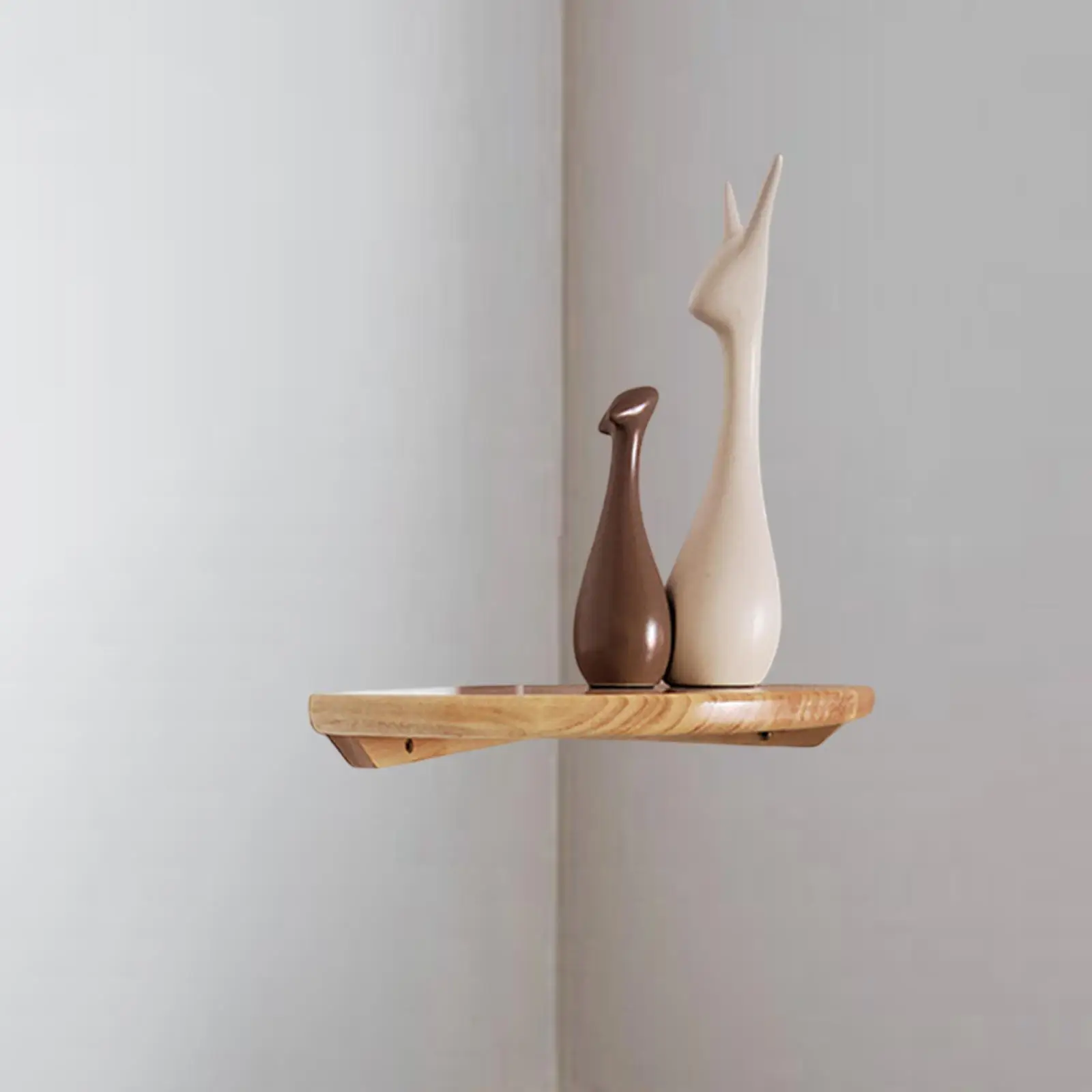 Floating Corner Shelf Wooden Wall Mount Multi Purpose Room Shelving Display for Kitchen Office Bedroom