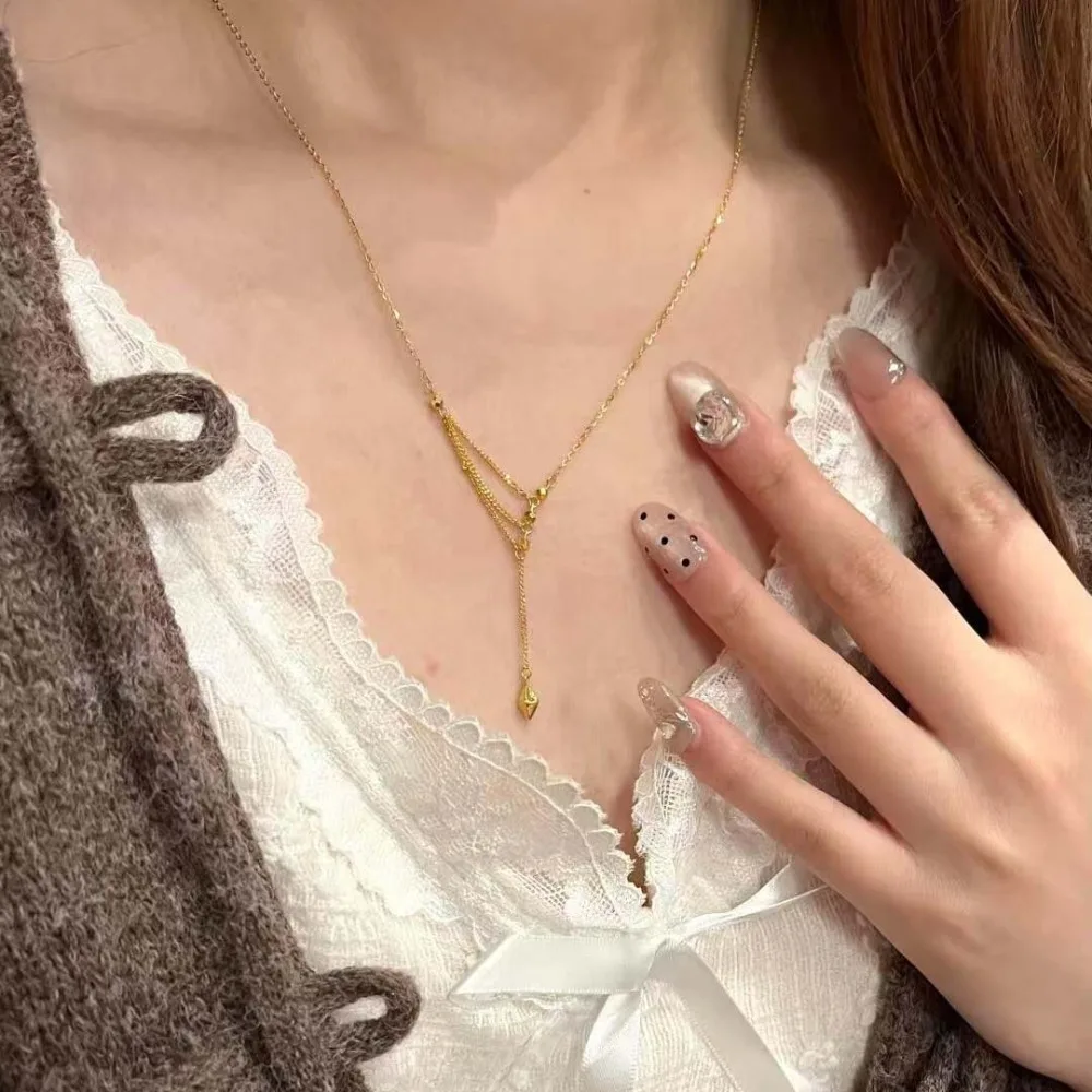Chiangjin girl wind senior sense fashion collar bone chain ornaments 9999gold