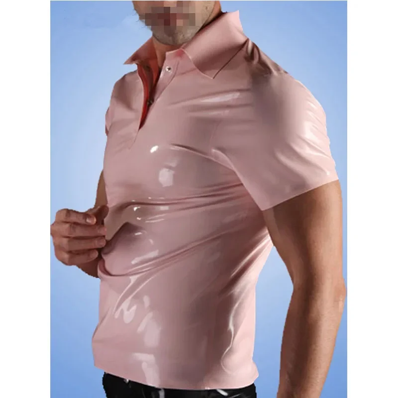 

100% Handmade Latex Men's Top T-Shirt Short Sleeves