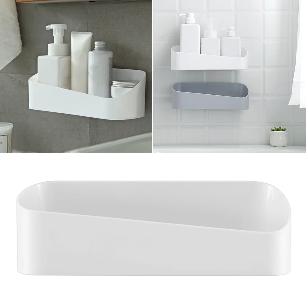 

Plastic Bathroom Shelf Organizer Adhesive Shower Shelf Drill Free Geometric Shape Wall Storage Rack Organizer Soap Shampoo Holde
