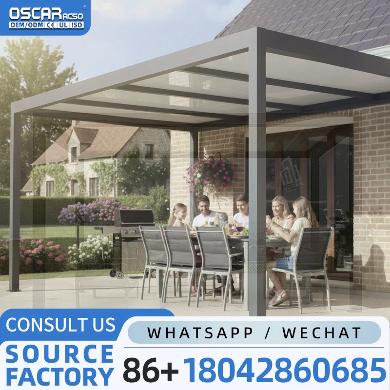 Motorized Electric Folding Louvered Bioclimatic Outdoor Aluminum Pergola for Garden Patio Backyard pergola