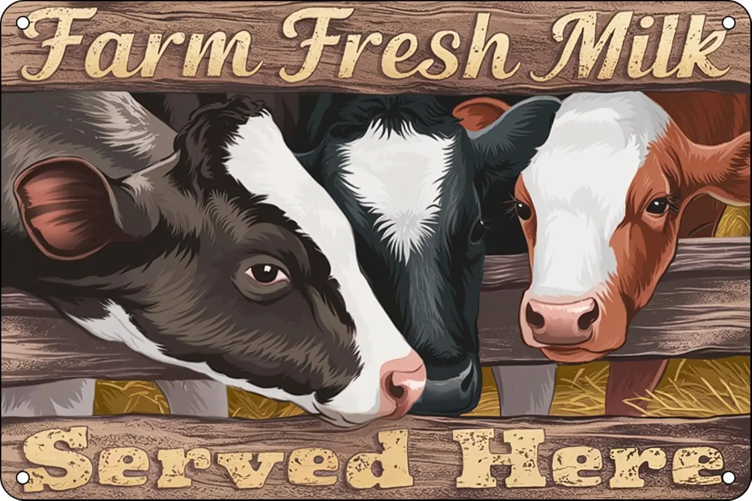 Farm Fresh Milk Served Here Metal Tin Signs Cows Vintage Sign for Home Farm Wall Art Decor Plaque Sign 8x12 in sign