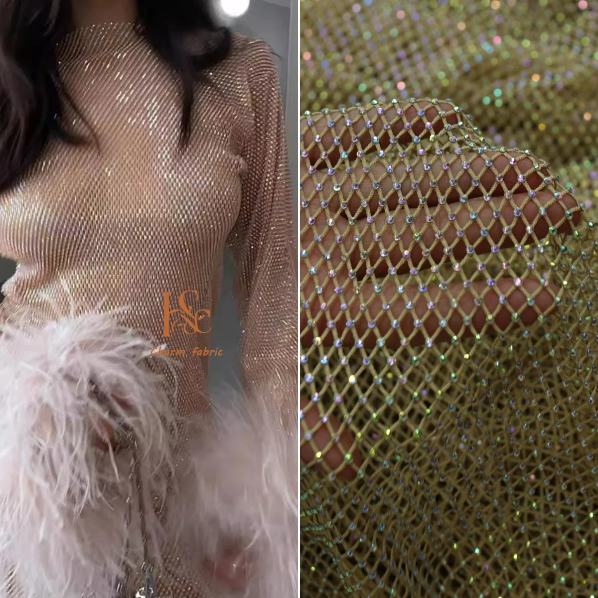 

Colorful water diamond mesh fabric elastic hollowed-out fabric sewing sexy clothing and evening gowns diy handmade fabric