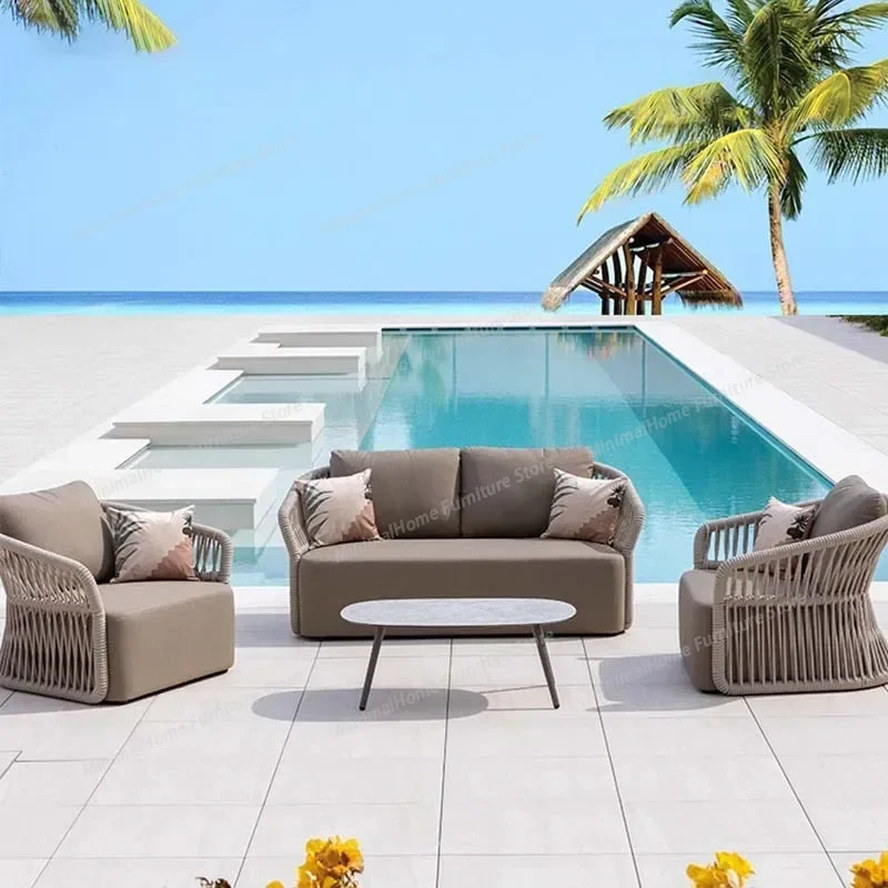 Modern Balcony Outdoor Sofas Courtyard Villa Simplicity Garden Sofas Advanced Floor Outdoor Furniture Arredo Giardino Lshysf