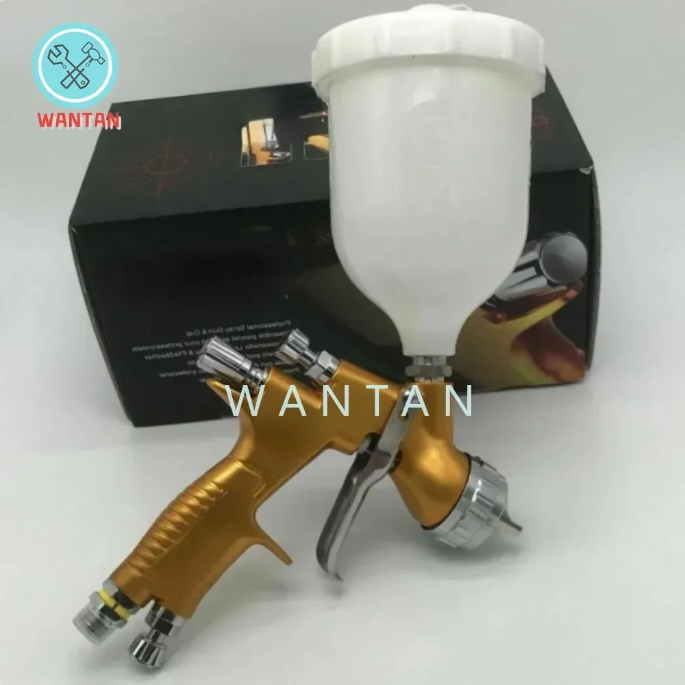 Car Spray Gun G T Pro Painting Gun TE20/T110 1.3mm/1.8mm Nozzle Glod with Mixing 600ml Cup Water Based Air Spray Gun Airbrush