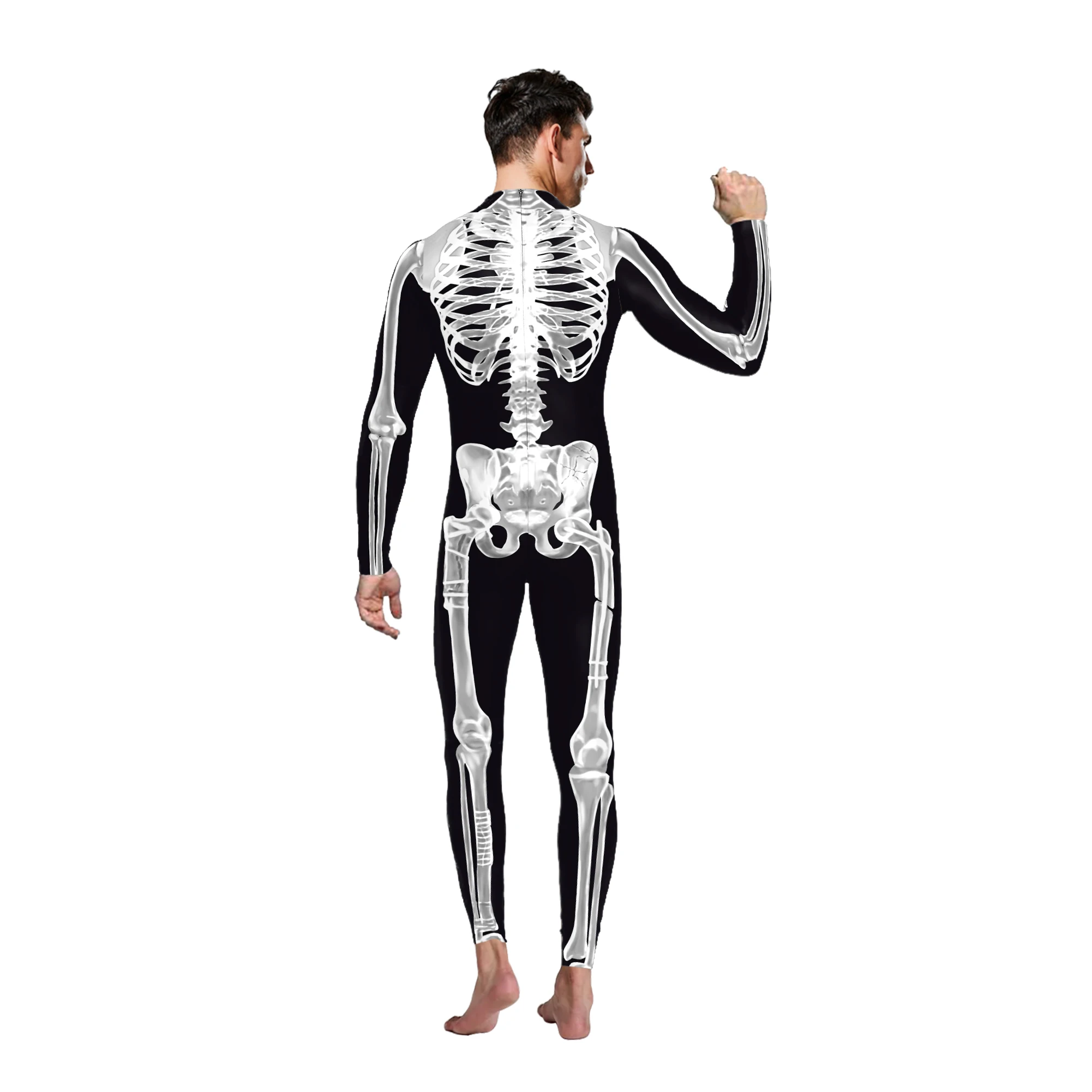 Zawaland Catsuit Jumpsuit Women Halloween Clothing 3D Printing Skeleton Party Cosplay Costumes Zentai Adult Female Man Bodysuit