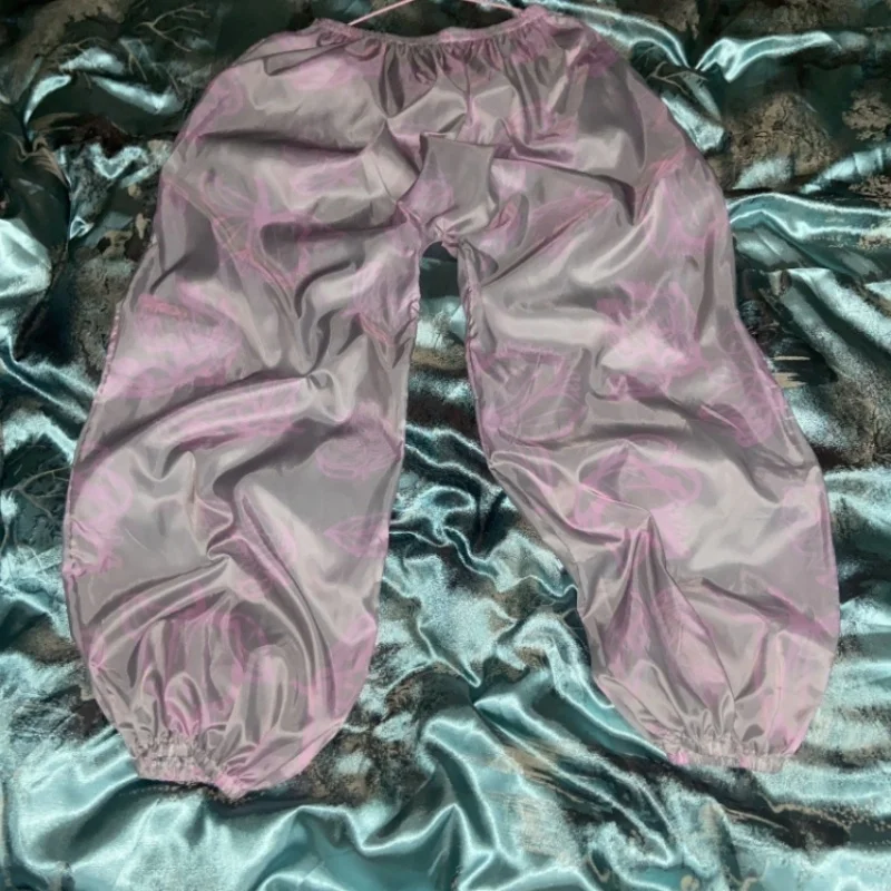 Men's Thin Invisible Bottom Pants Men's Lantern Pants See Through Sexy Silky Pajamas Pants Smooth Nude Fit Casual Pants