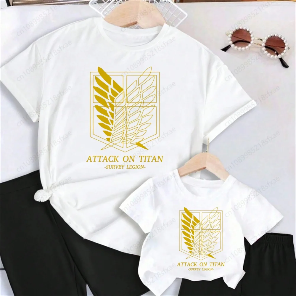 Attack on Titan Baby Boy Clothes Baby Funny Cartoon Print White T-shirt Kids Summer O-Neck Tops Boys & Girls Tshirt Baby Clothes