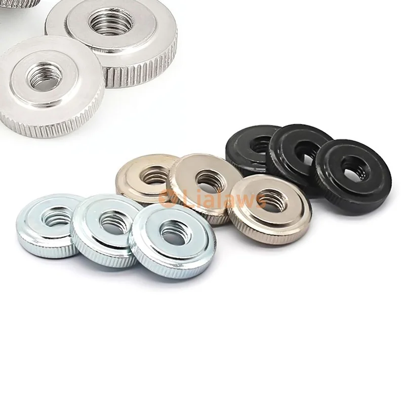 GB807 304 Mur Jempol Knurled Baja Karbon Baja Tahan Karat M2 M2.5 M3 M4 M5 M6 M8 M10 M12 Mur Pengencang Tangan Langkah Kecil Berlapis Zn/Ni