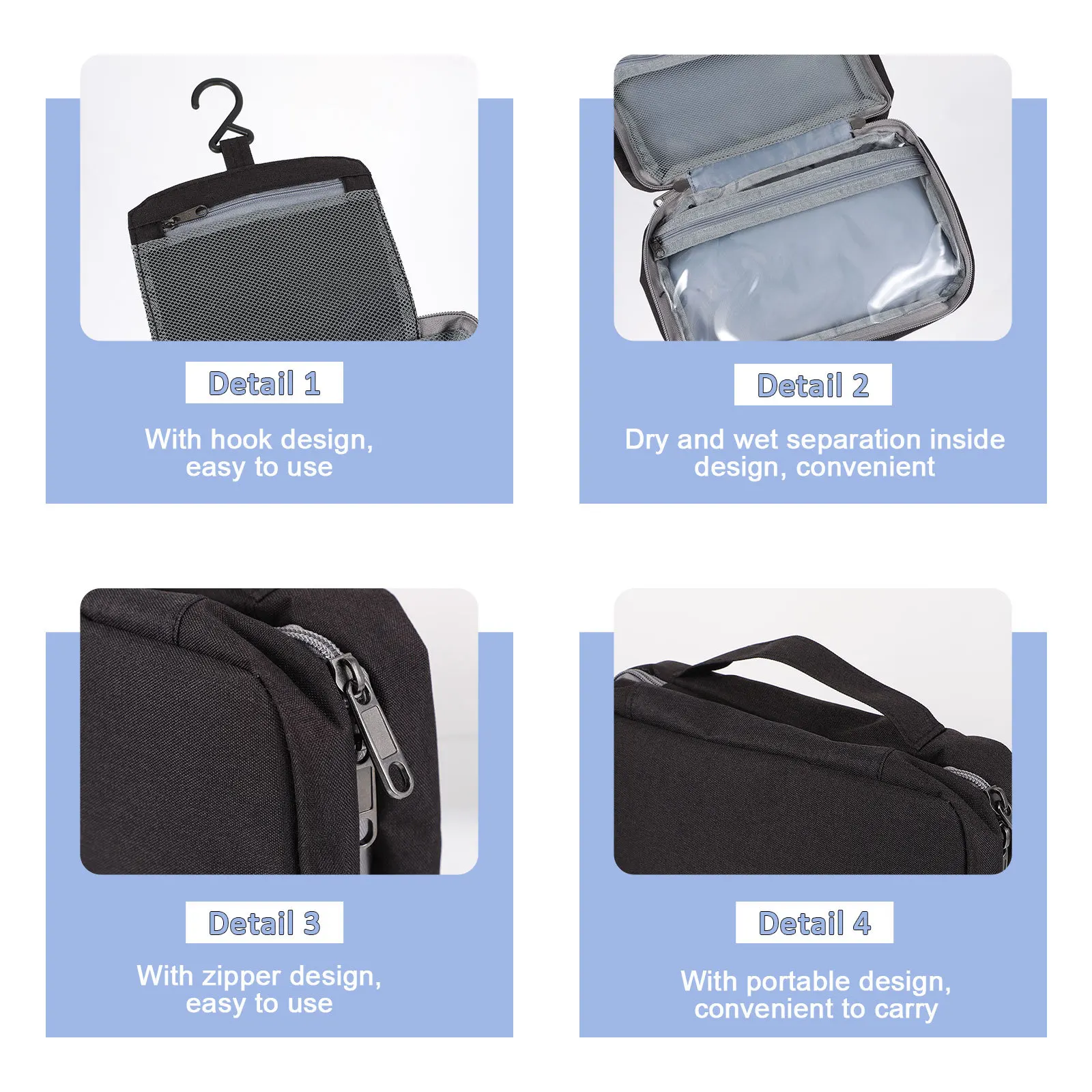 

Waterproof Toiletry Bag Foldable Travel Organizer Transparent Compartment For Wet Dry Items Portable Pouch Hanging