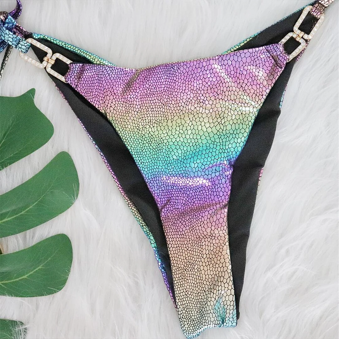 Jeweled Diamond Halter Scrunch Butt Bikini Damen-Badeanzug, zweiteiliger Bikini-Set, Badebekleidung, Badeanzug, Schwimmanzug V4896 – Detail 11
