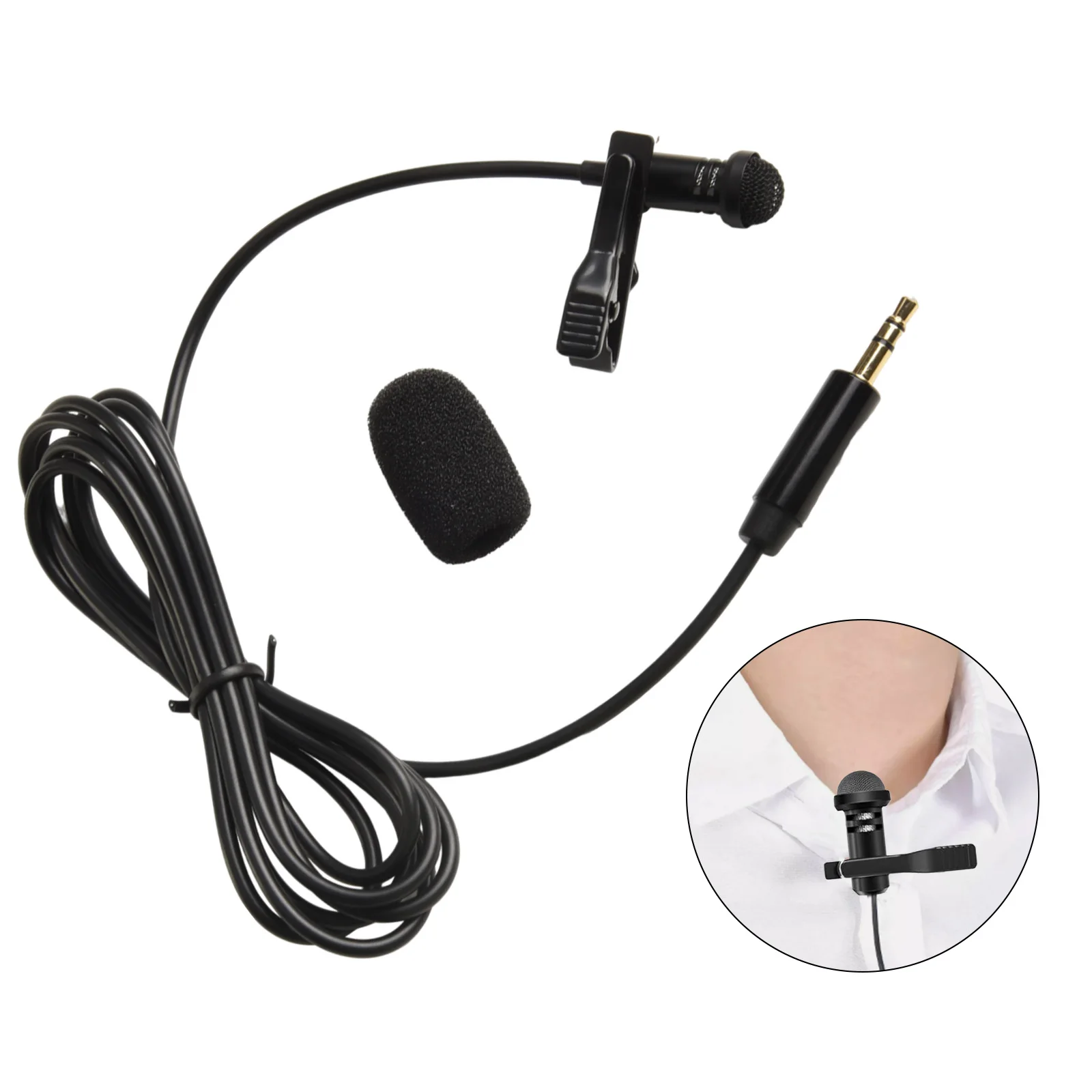 1.5m Mini Portable Lavalier Microphone Condenser Clip-on Lapel Mic Wired 3.5mm Microfon For Phone For Laptop PC Interview