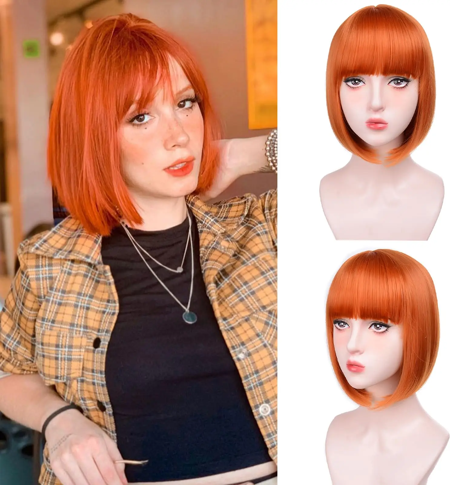 Grey Long Straight Synthetic Wig for Cosplay & Daily Use