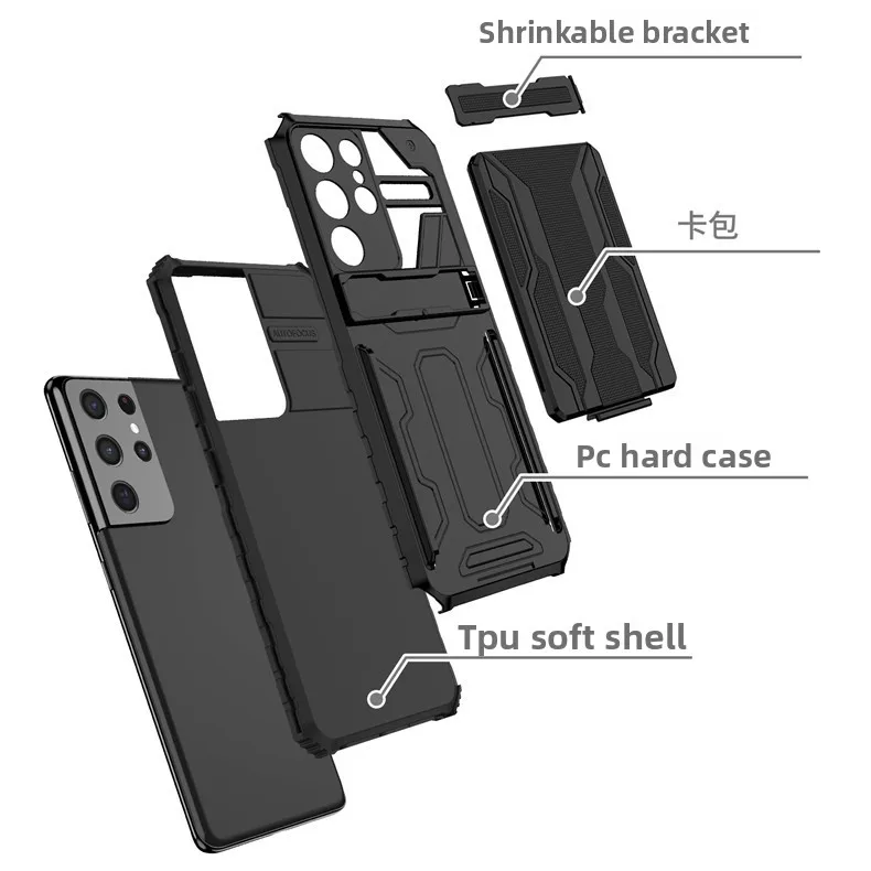 For Samsung Galaxy A02 A12 A32 4G Military Rugged Phone Case With Shock-Absorbent with Card Slot Wrist Strap Detachable Case