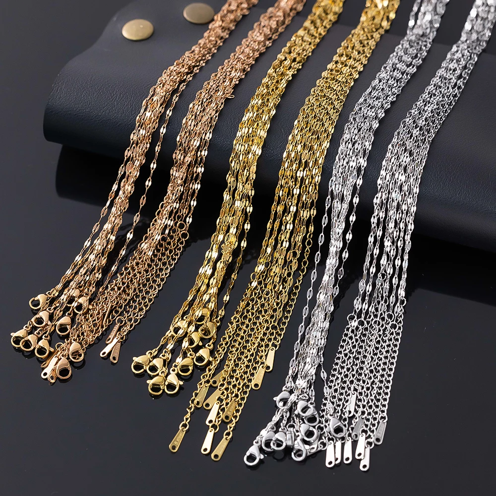 10 stücke Edelstahl Link Halsketten Mode Schmuck Einstellbare Ketten DIY Handgemachte Handwerk Komponenten Für Frauen Männer Zubehör – Detail 3