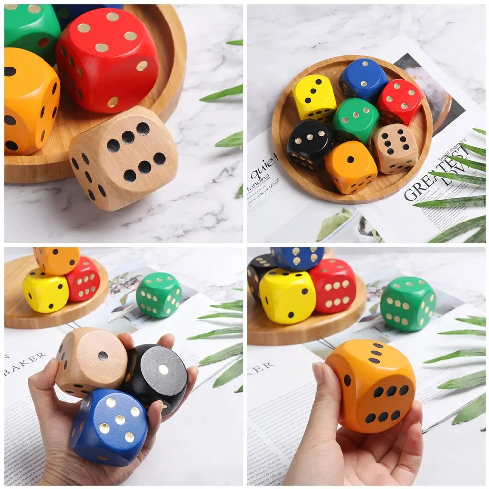 5cm 1pc Round Corner Entertainment items Party Camping Solid Wood Point Wooden Dice Round Sieve Big Color Dice Chess Props