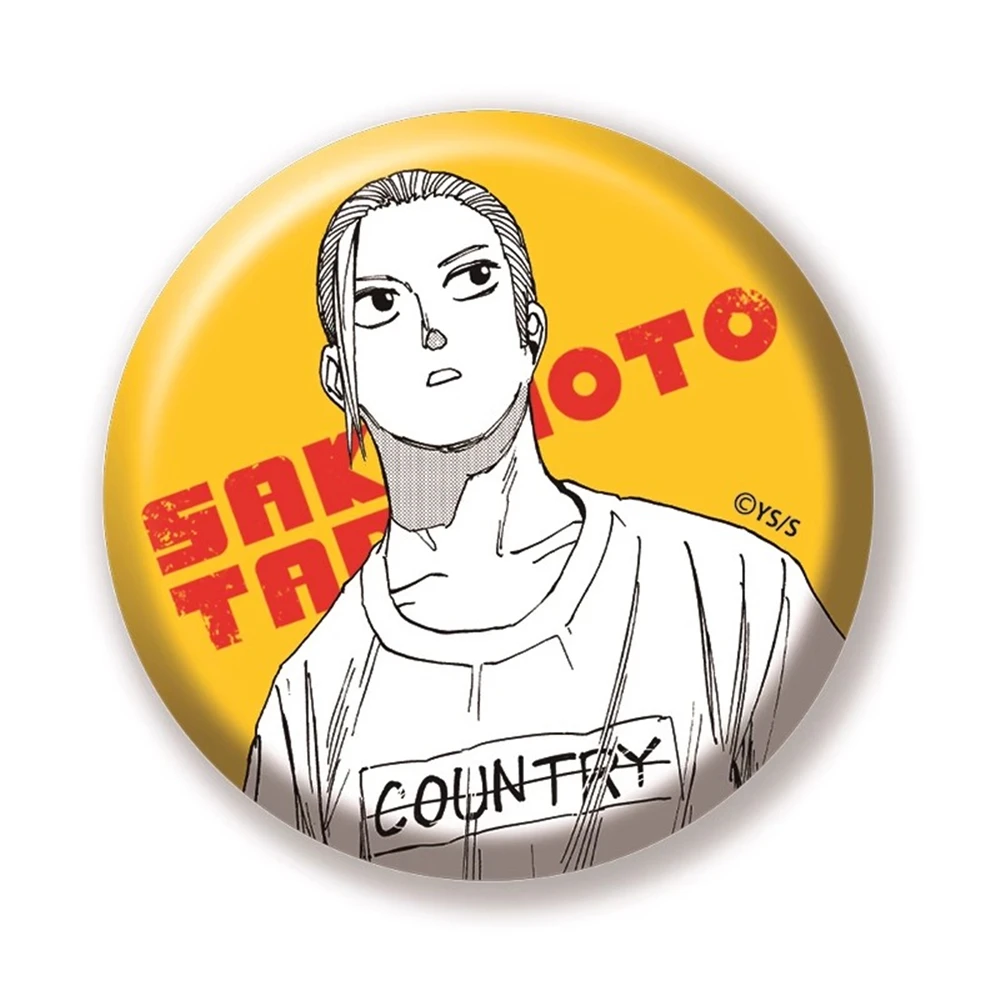 58mm Anime Taro SAKAMOTO GIORNI Shin Asakura Heisuke Mashimo COSTUME Cosplay Distintivo Pin SPTE Spilla in banda stagnata Prop Regalo di Natale