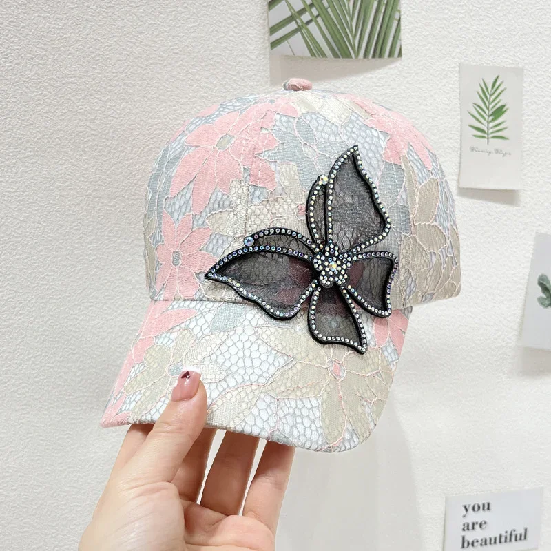 

Новая модная женская кепка с подвеской в виде бабочки и цветка, бейсболка, женская уличная регулируемая уличная одежда, летняя шляпа дальнобойщика