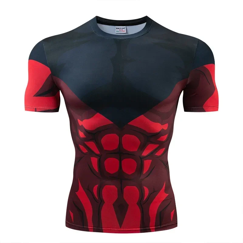 Red Nightwing Short Sleeve Compression Shirts Thanos 3D Printed T shirts Men 2022 Summer NEW Crossfit Top For Male Fitness Cloth