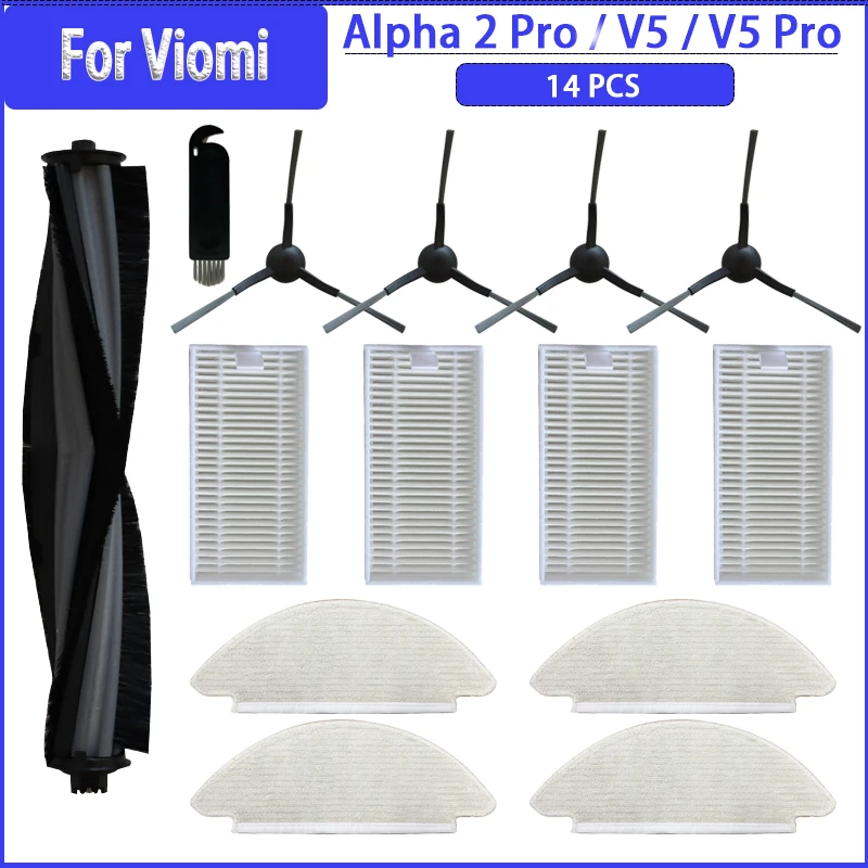 Pel Filter Hepa sikat samping untuk VIOMI Alpha 2 Pro/V5 Pro/V5 VXVC15-JCB-1 VXVC16-JC VXVC23 bagian aksesori vakum Robot