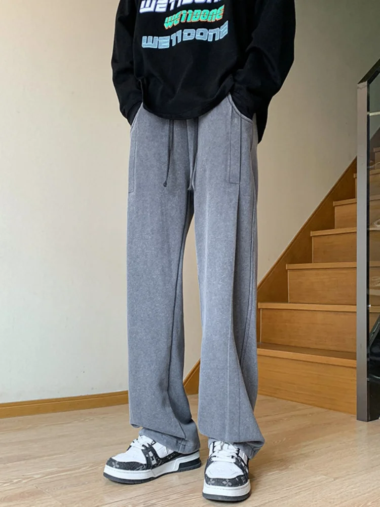 

Мужские повседневные брюки Waed Vintage Heavyweight: свободные прямые брюки в стиле хип-хоп для весны и осени, уличная мода, прямой крой