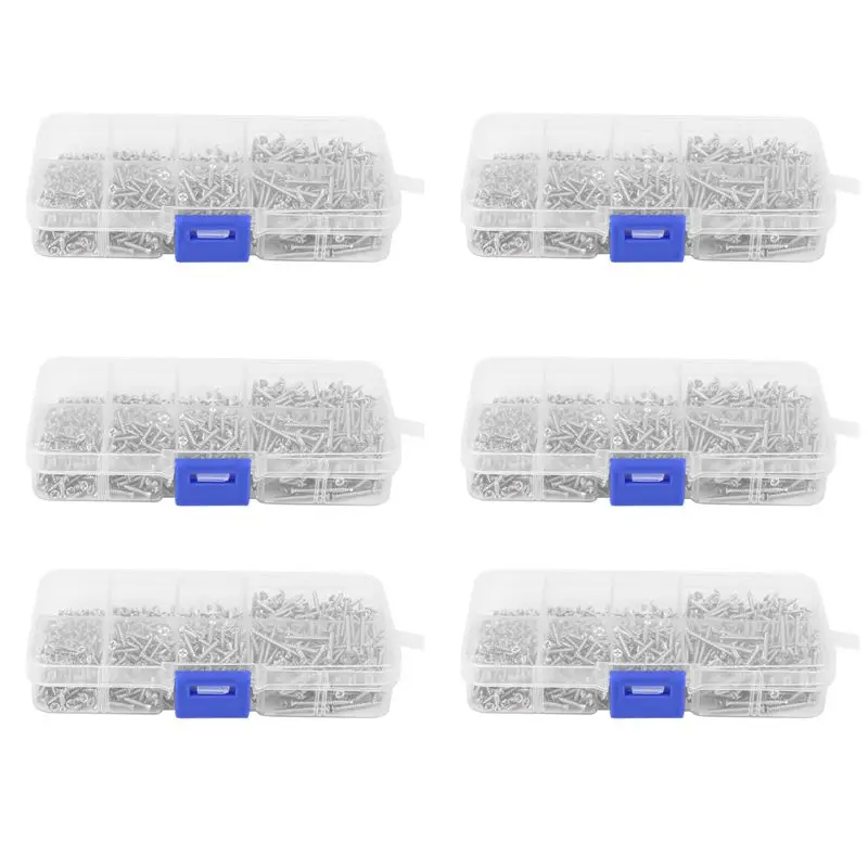 CQMF-4800Pcs Stainless Steel Self Tapping Screw Assortment Kit Lock Nut Wood Thread Nail Screw Sets M2