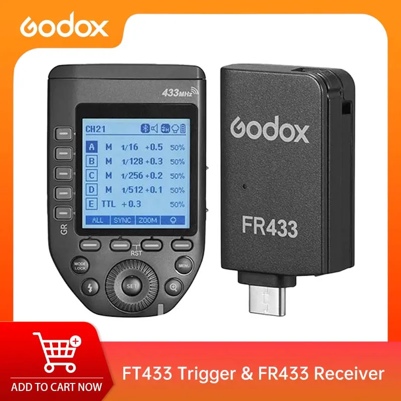 Godox FT433 C/N/S TTL Wireless Flash Trigger 433MHz 1/8000s HSS Bluetooth App Control TCM Function for Canon Nikon Sony Camera