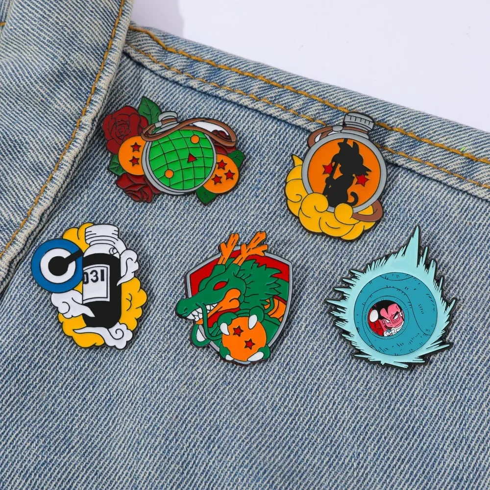 5 Broches de Dibujos Animados de Aventura, Creativos, de Son Goku y Maestro Roshi, de Esmalte, para Mochila, Ropa, Joyería, Insignias Metálicas, Accesorios, Regalos