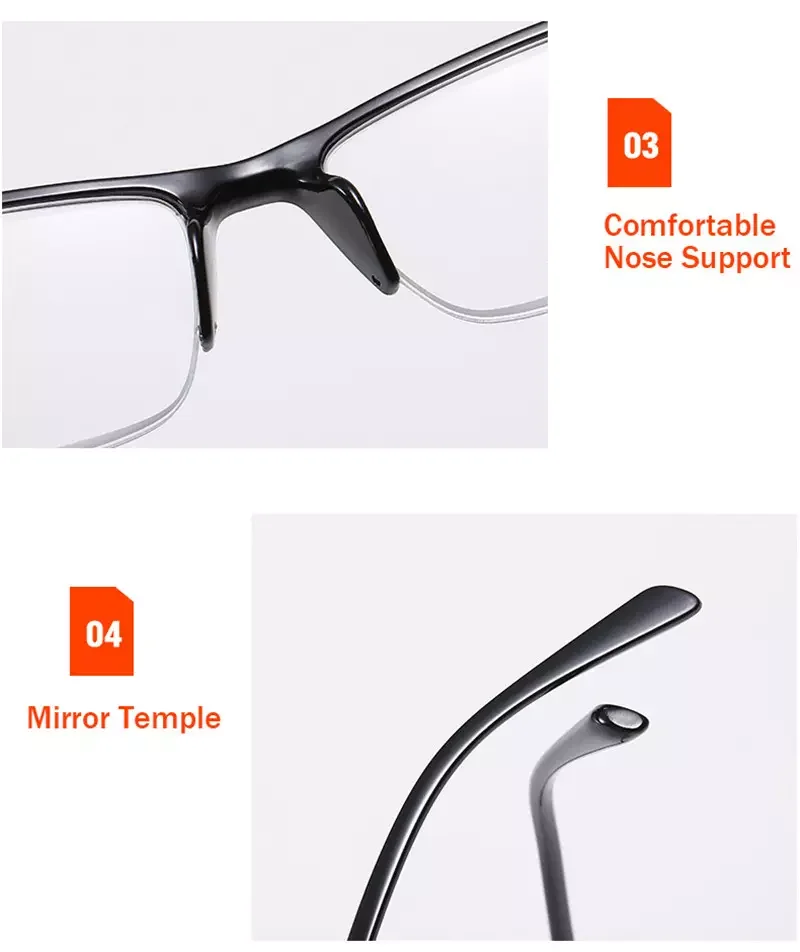 Lesebrille für Herren, Halbrahmen, Ultraleicht, Presbyopie-Brille, 2023, Damenbrille +0,75 bis +4,0, Unisex-Lesebrille – Detail 8
