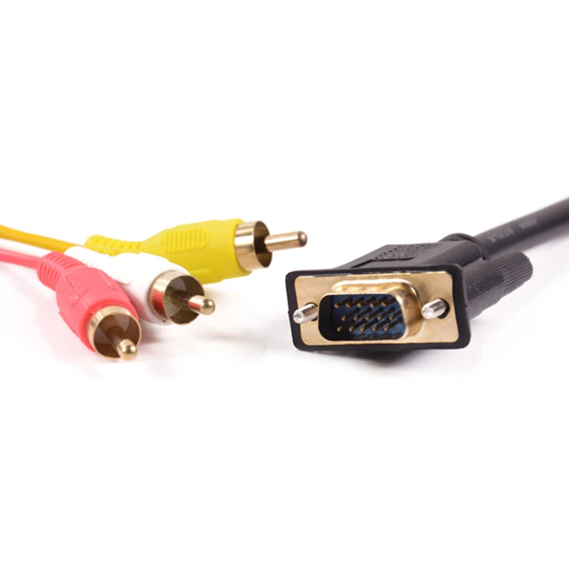 1.5M VGA to 3RCA Cable Gold Plated AV Converter Cord with Magnetic Circle for TV Computer PC Tablet Extend Video Audio Adapter image 4