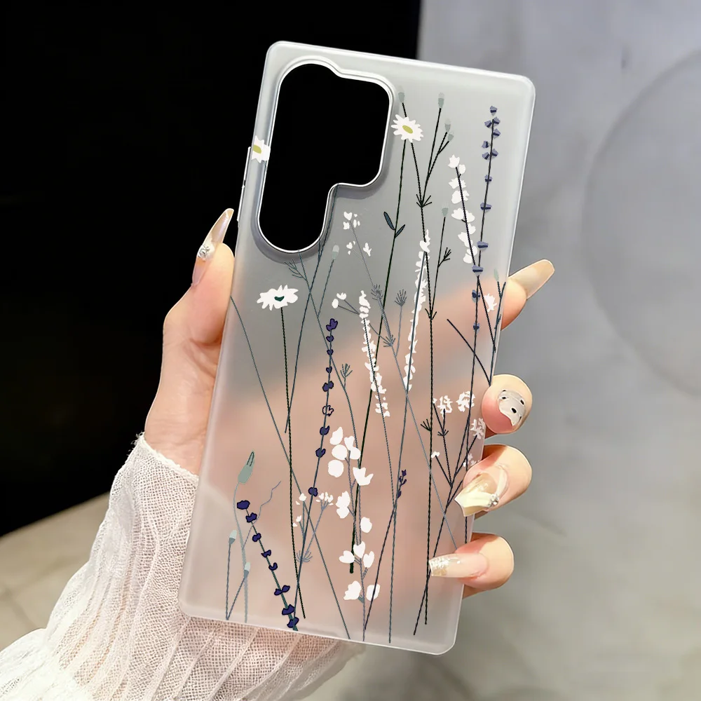 Soft Matte Case For Samsung A36 A35 A56 5G A55 A54 A53 A26 A17 A16 A15 A06 A07 S26 S25 Ultra S23 S24 FE Flower Transparent Cover