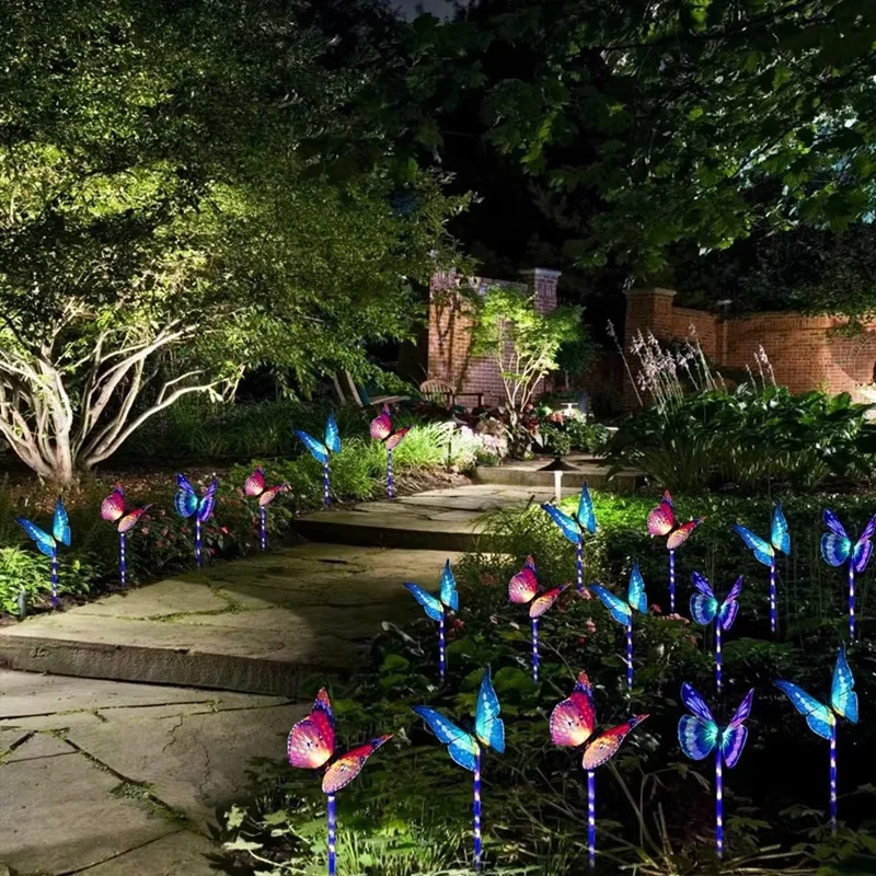 3 Pack Butterfly Solar Garden Light Outdoor Solar Stake Light Multi-color Changing LED Garden Light For Patio Backyard Lawn Path