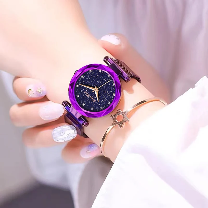 2024 Fashion Women Watch Lady Starry Sky Romantic Wristwatch For Gril Simple Casual Magnet Strap Wristwatches