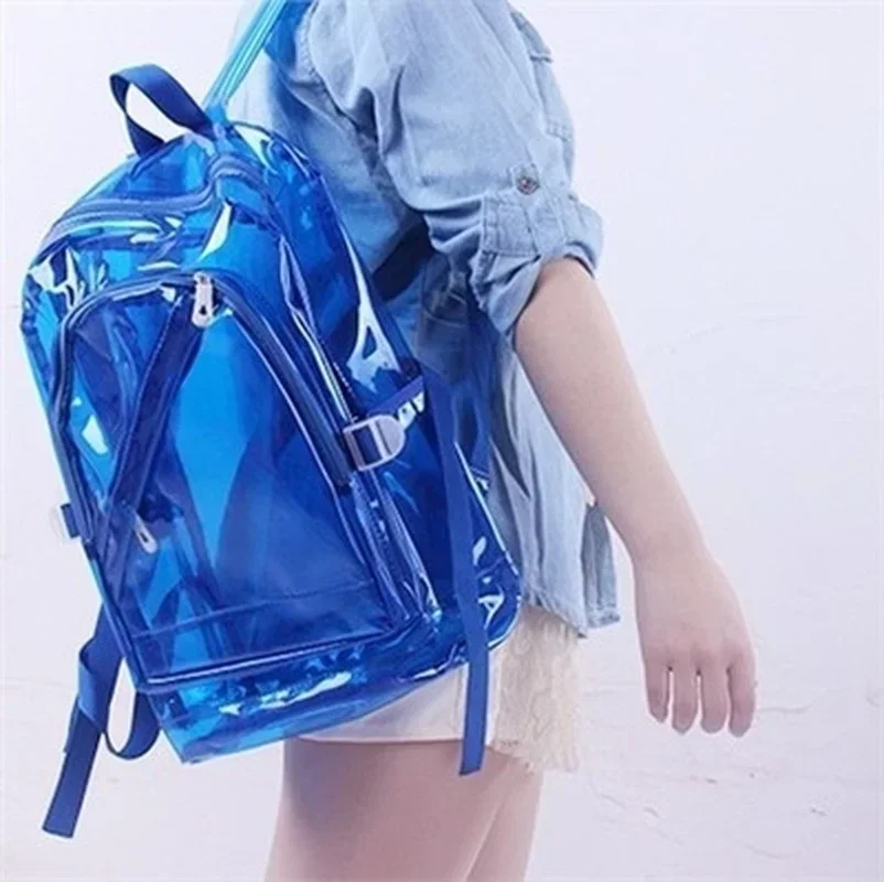 Fashion Transparent Backpack Waterproof PVC Clear Plastic Daily Mini Teenager Girls Notebook School Bag