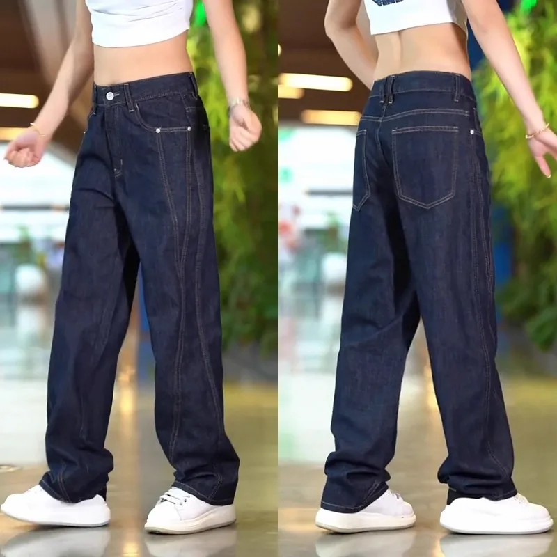 

Loose Straight Leg Men's Jeans Linen Spring Summer Blue Casual Youth Korean Version Knife Pants Fashion Urban Wear
