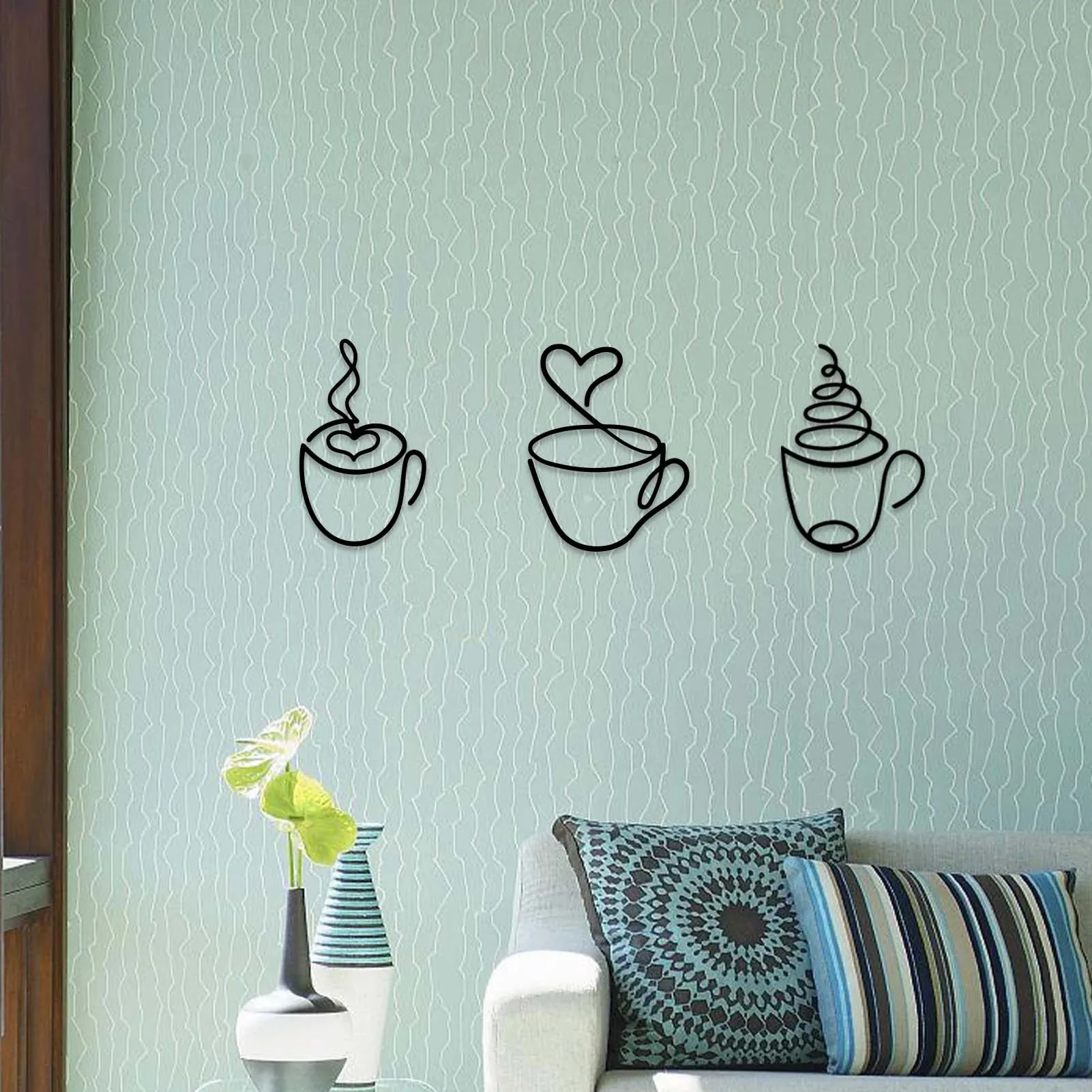 Wall Decor 3pcs/Set  Add a Touch of Charm to Your Kitchen with this  Coffee Cup Metal Wall Art Home Decor