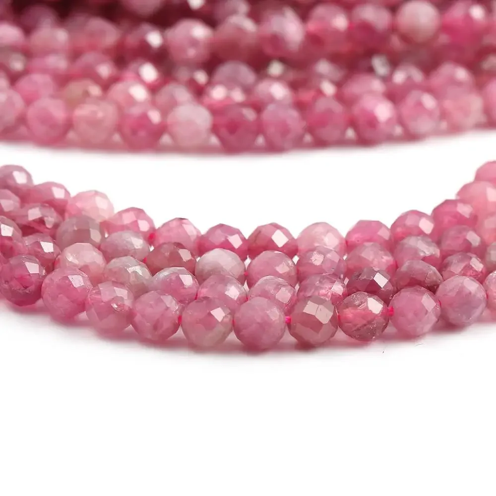 Natural Stone Beads Small Beads Rose Tourmaline 2,3,4,5  mm Section Loose Beads for Jewelry Making Necklace DIY Bracelet (38cm)