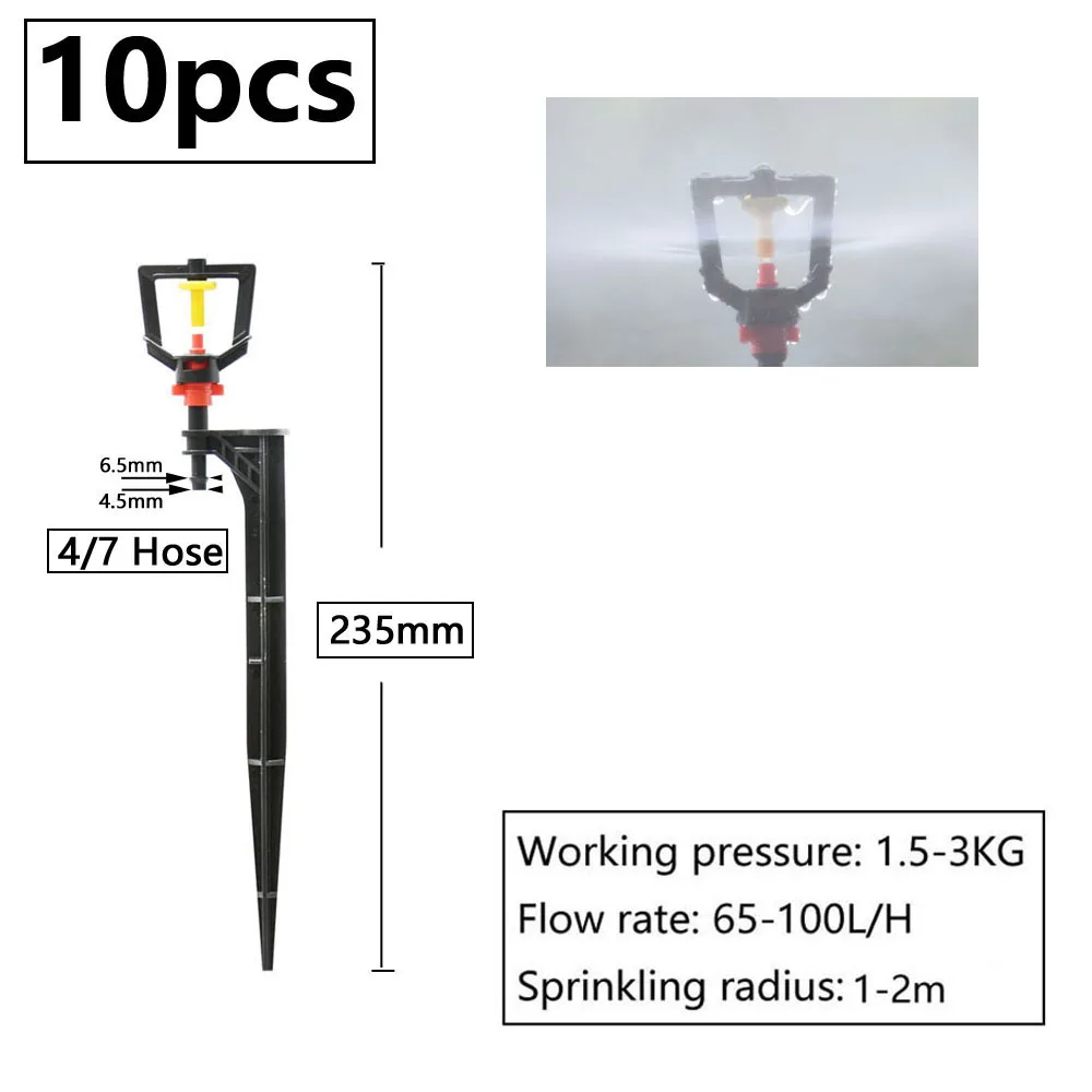 Garden Irrigation Sprinklers with Stake Adjustable Atomizing Refraction Drippers Watering Vortex Nozzles 1/4\'\' Barb